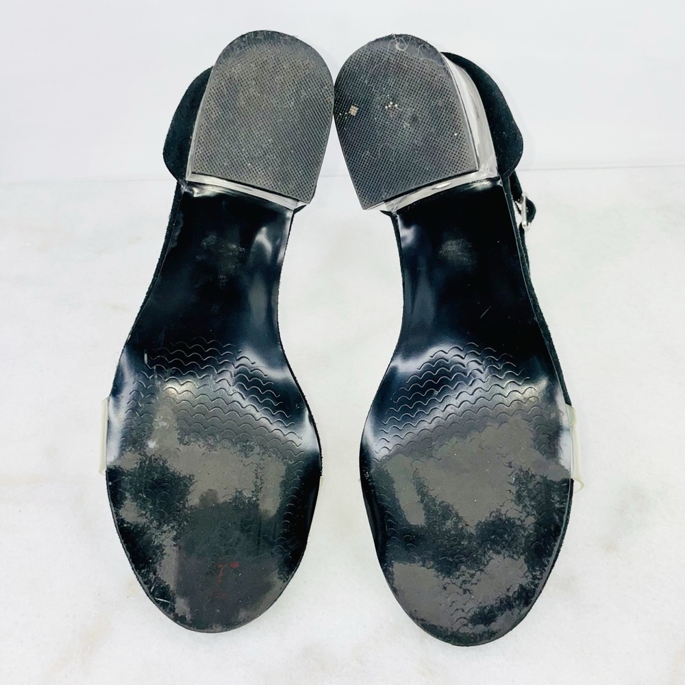 Steve Madden Black Vinyl Block Heel Sandals - Picture 5 of 9